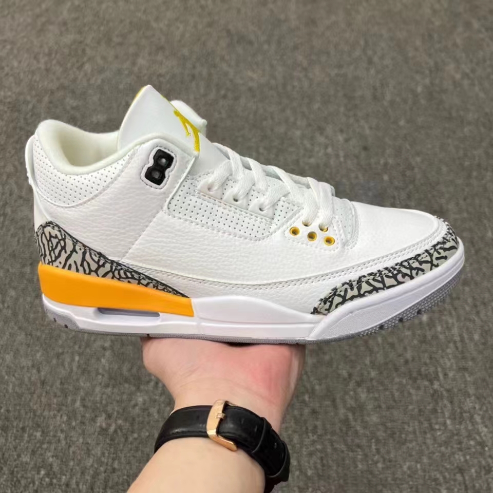 Men's Running weapon Air Jordan 3 White/Yellow Shoes 098 Men's Running weapon Air Jordan 3 White/Yellow Shoes 098